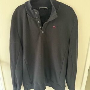 Travis Mathew Black Pullover with Red Accent